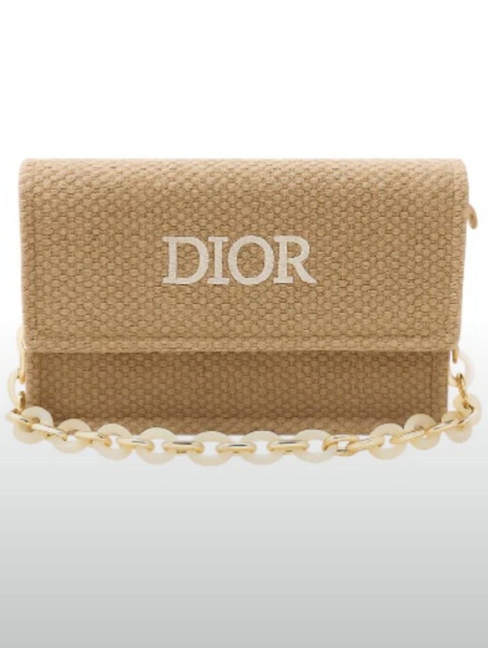 Dior-Raffia Logo Handbag With Resin Chain Strap In Box 🤎 - Picture 2 of 5